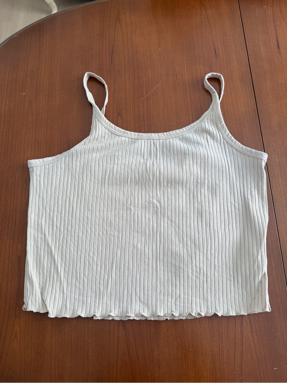 Old Navy Ribbed Cream Spaghetti Strap Cropped Cami